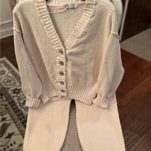 Free People Hailee Cardi Set Pants & Cardigan Cream Size XS